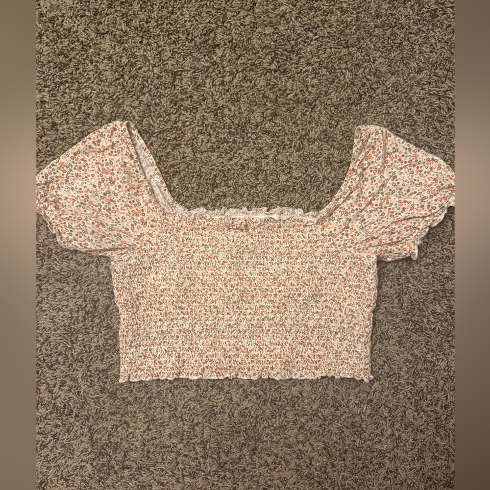 Aerie Floral Smocked Crop Top Size M